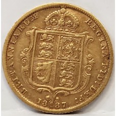 AUSTRALIA 1887 . HALF 1/2 SOVEREIGN . MELBOURNE . GOLD